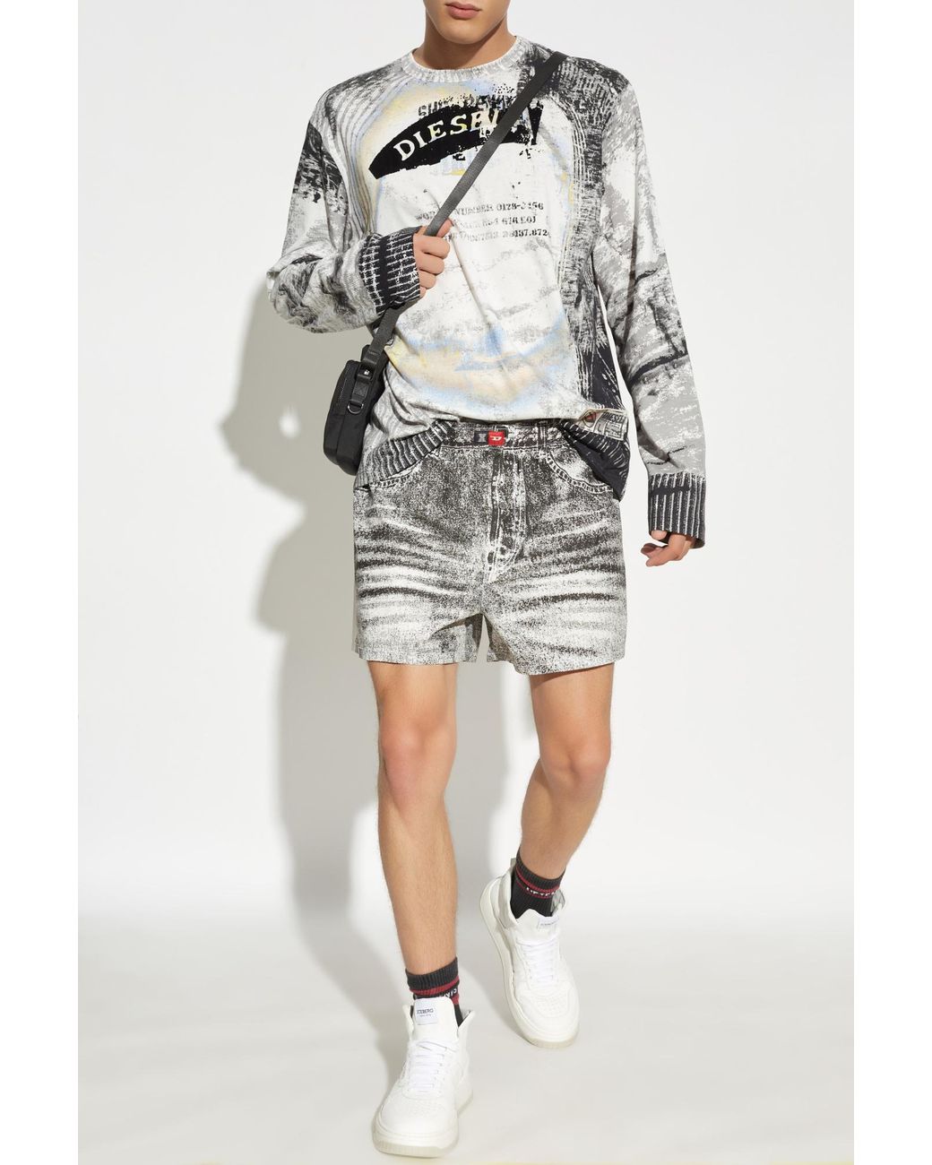 DIESEL T-Shirt T-Crane-Ls-S4 in Gray for Men | Lyst