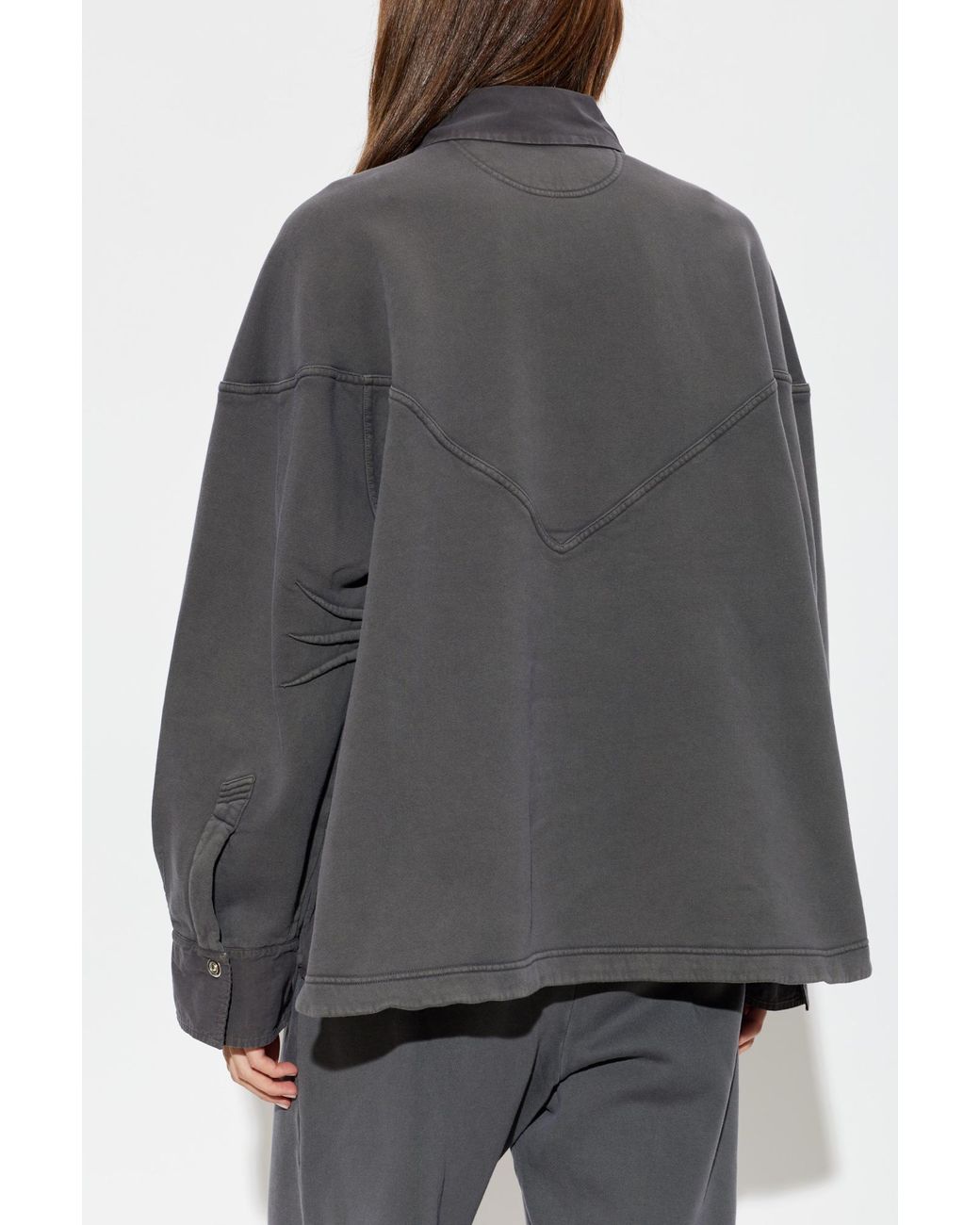 The Attico Gray Oversize Long-Sleeve Polo