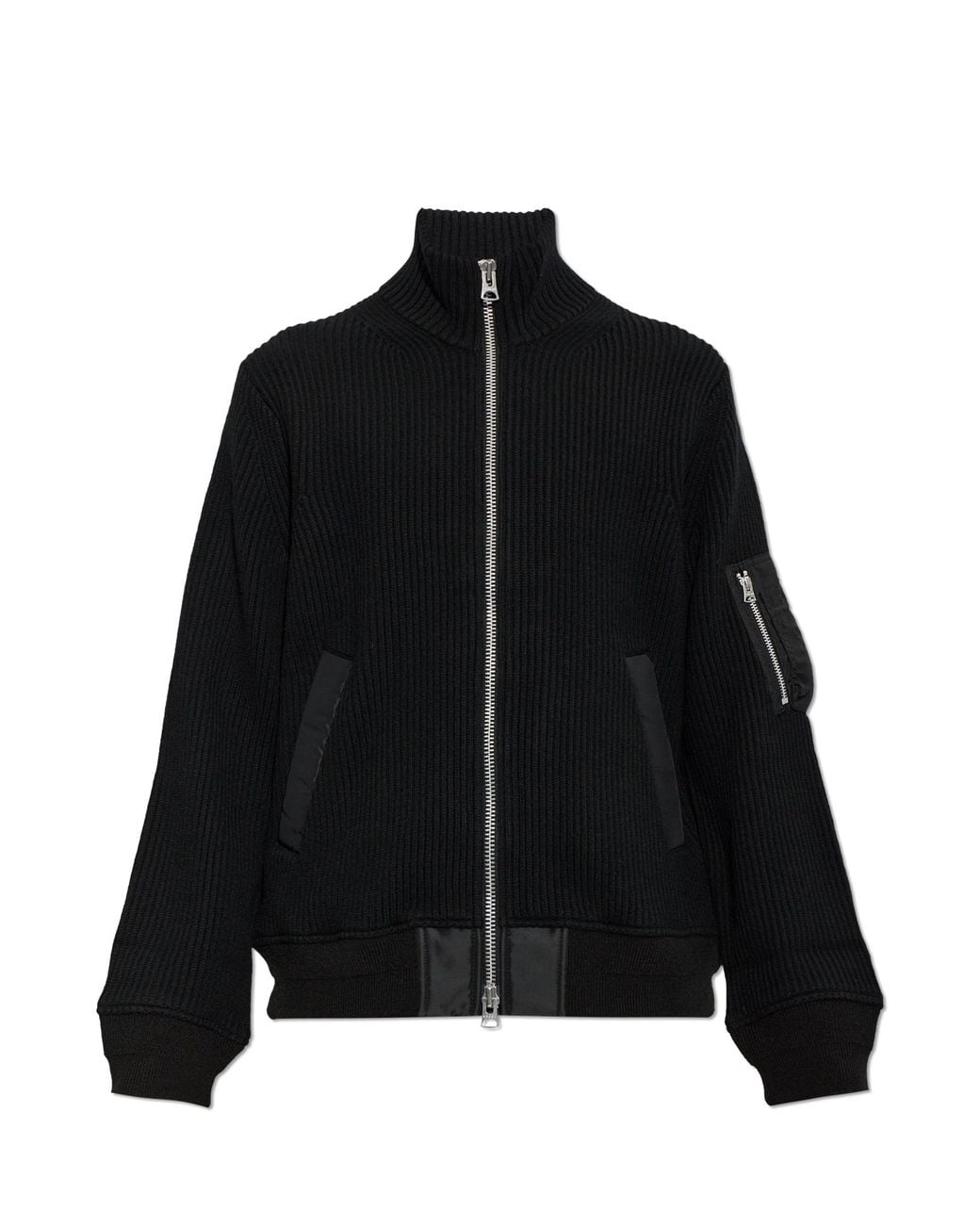 Sacai Black Wool Cardigan With Pockets for men