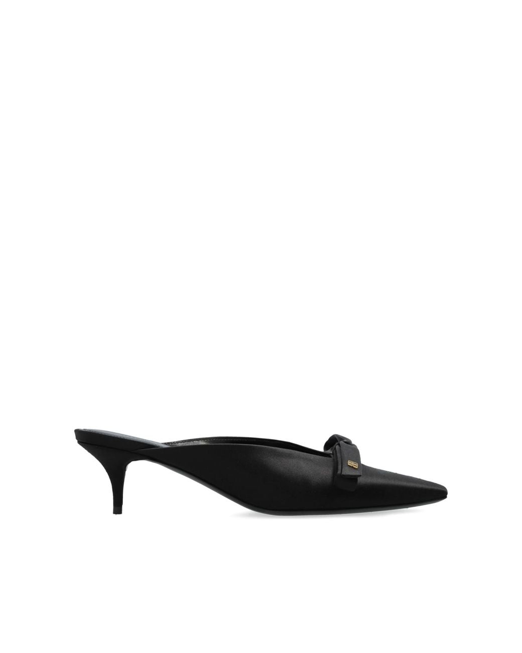 Balenciaga Black Satin Heeled Mules