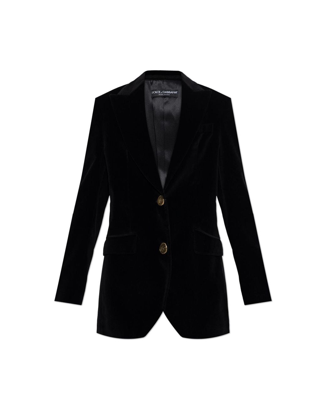 Dolce & Gabbana Black Velvet Blazer With A Single Vent