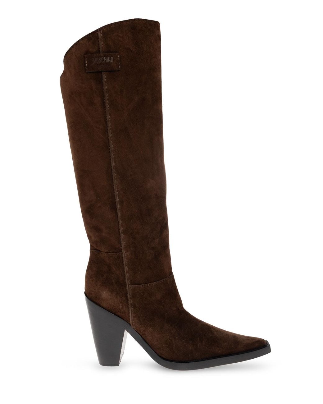 Moschino Brown Suede Heeled Knee-High Boots
