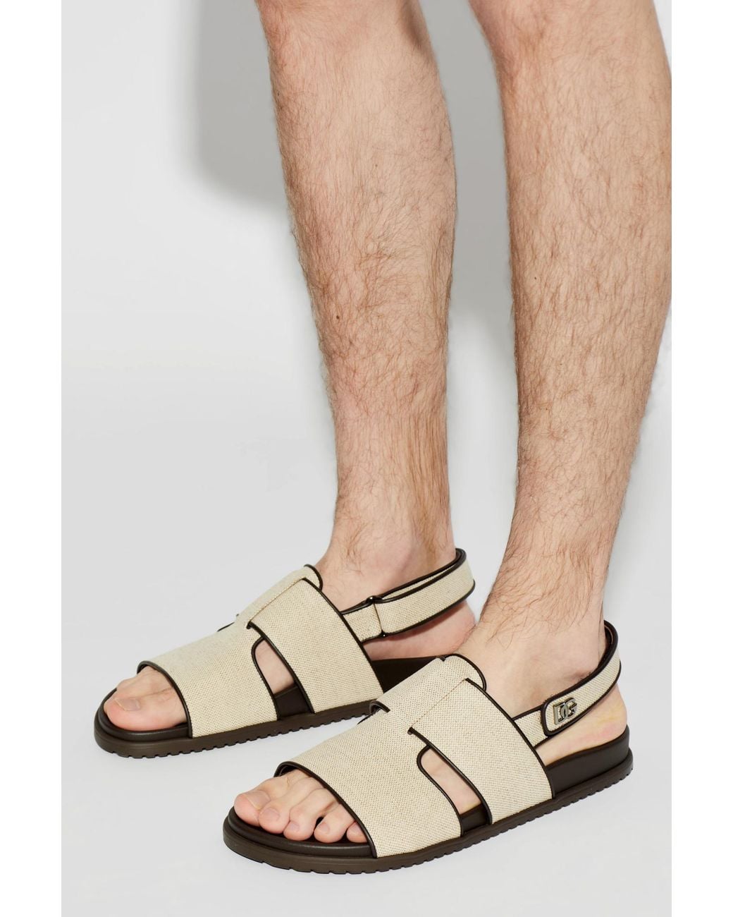 Dolce & Gabbana White Sandals With Logo for men