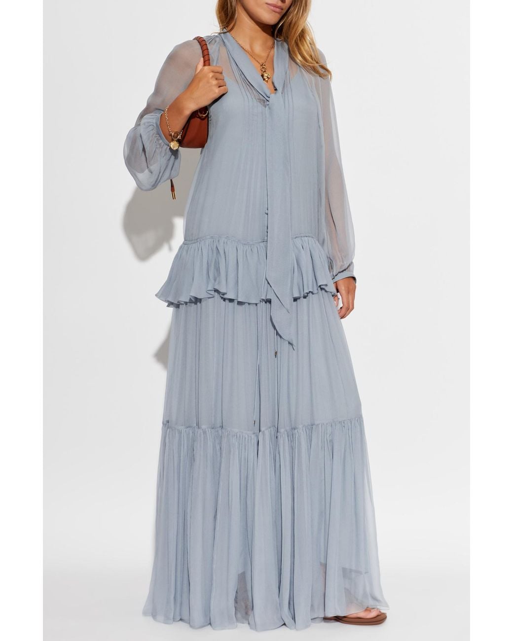 Chloé Gray Long-Sleeve Dress