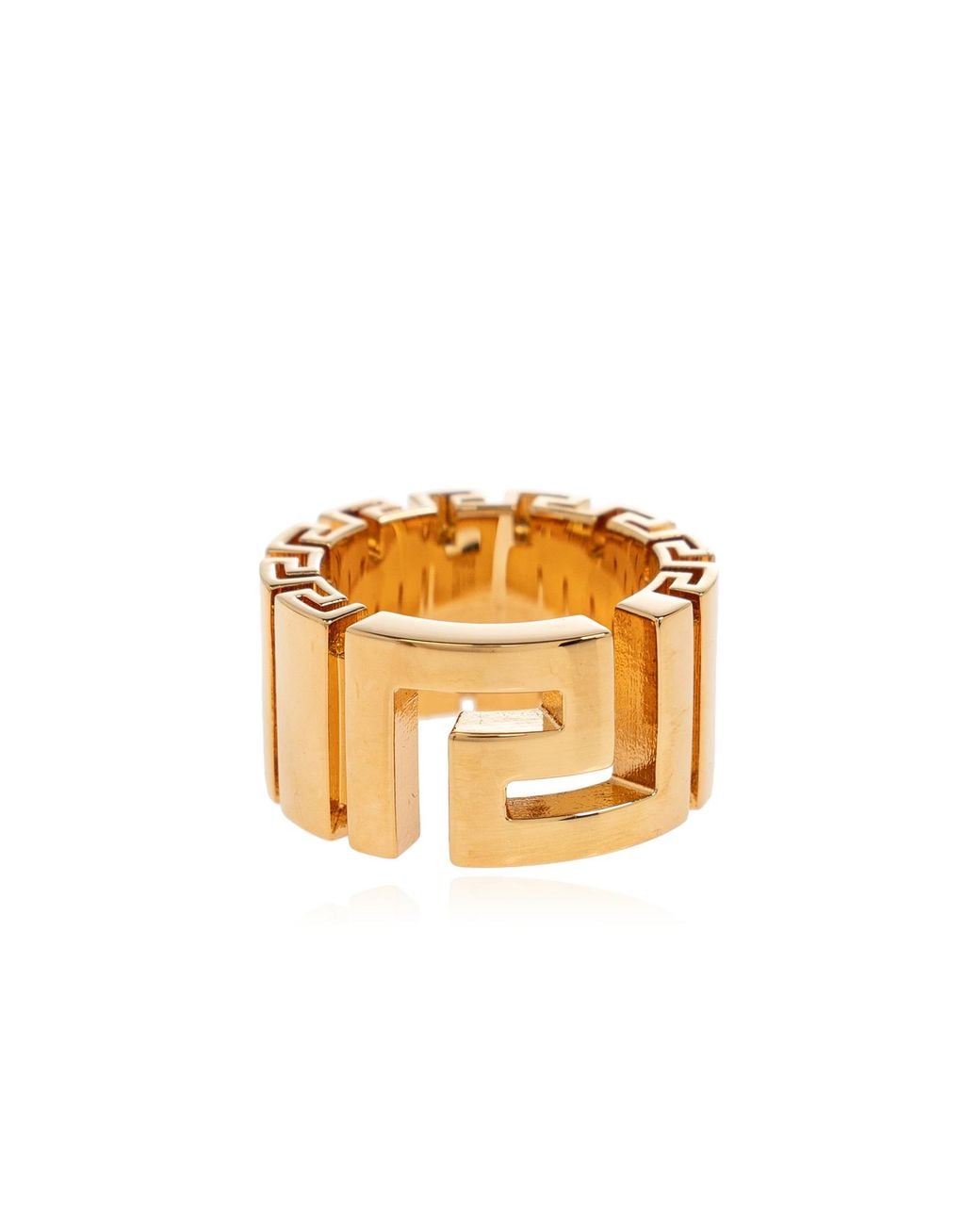 Versace Metallic Ring With Greek Pattern
