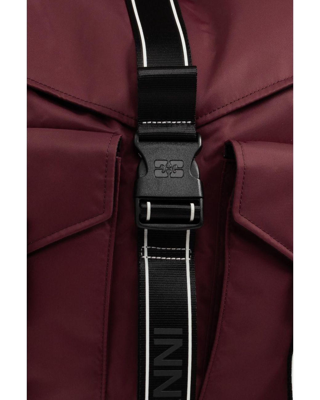 Ganni Red Backpack With Logo Patch