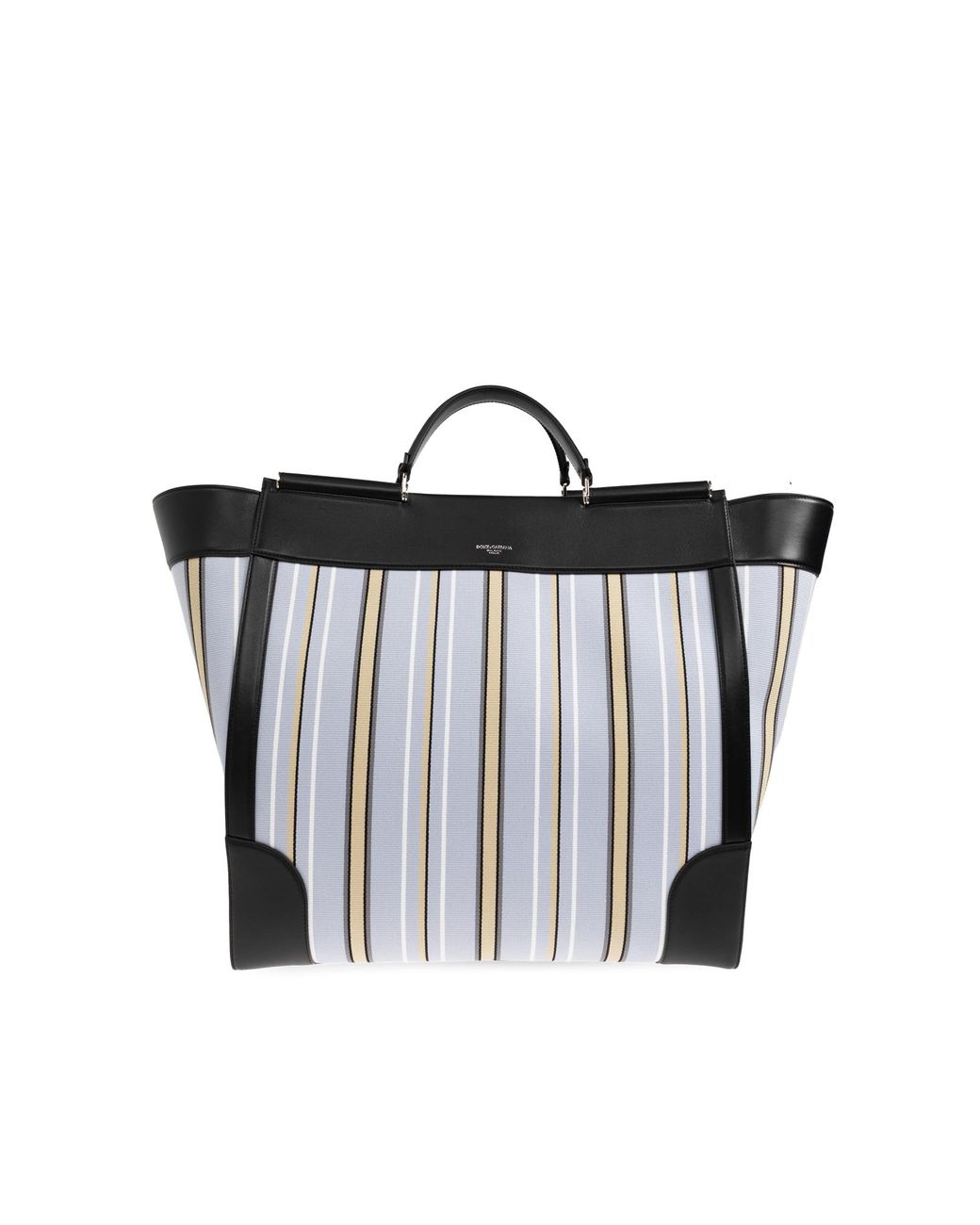 Dolce & Gabbana Black Jacquard Hand Bag With Striped Pattern for men