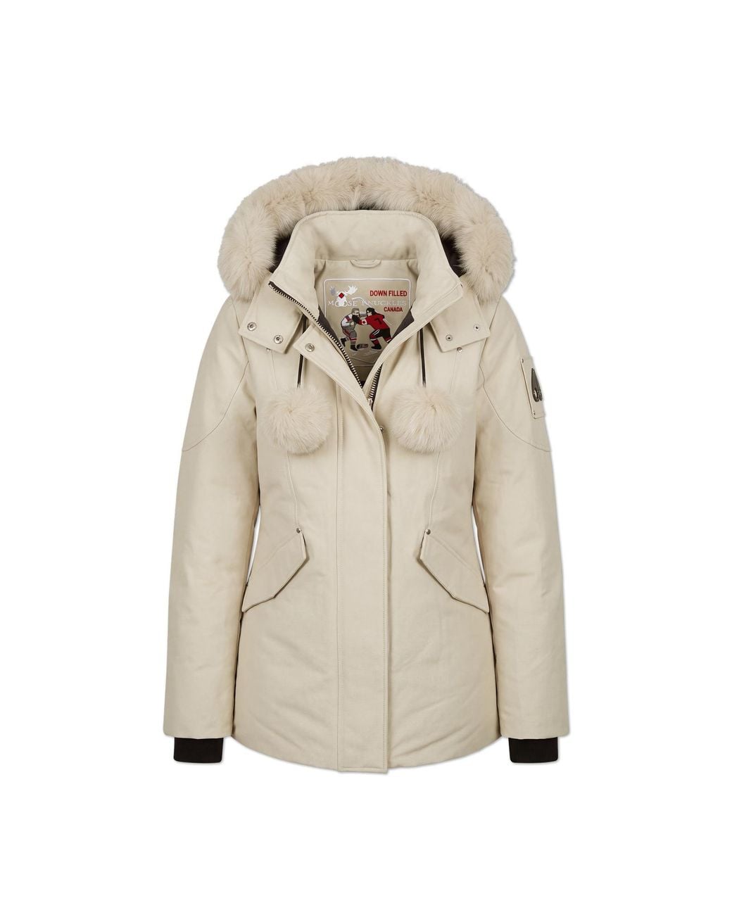 Moose Knuckles Natural Down Jacket With Detachable Hood
