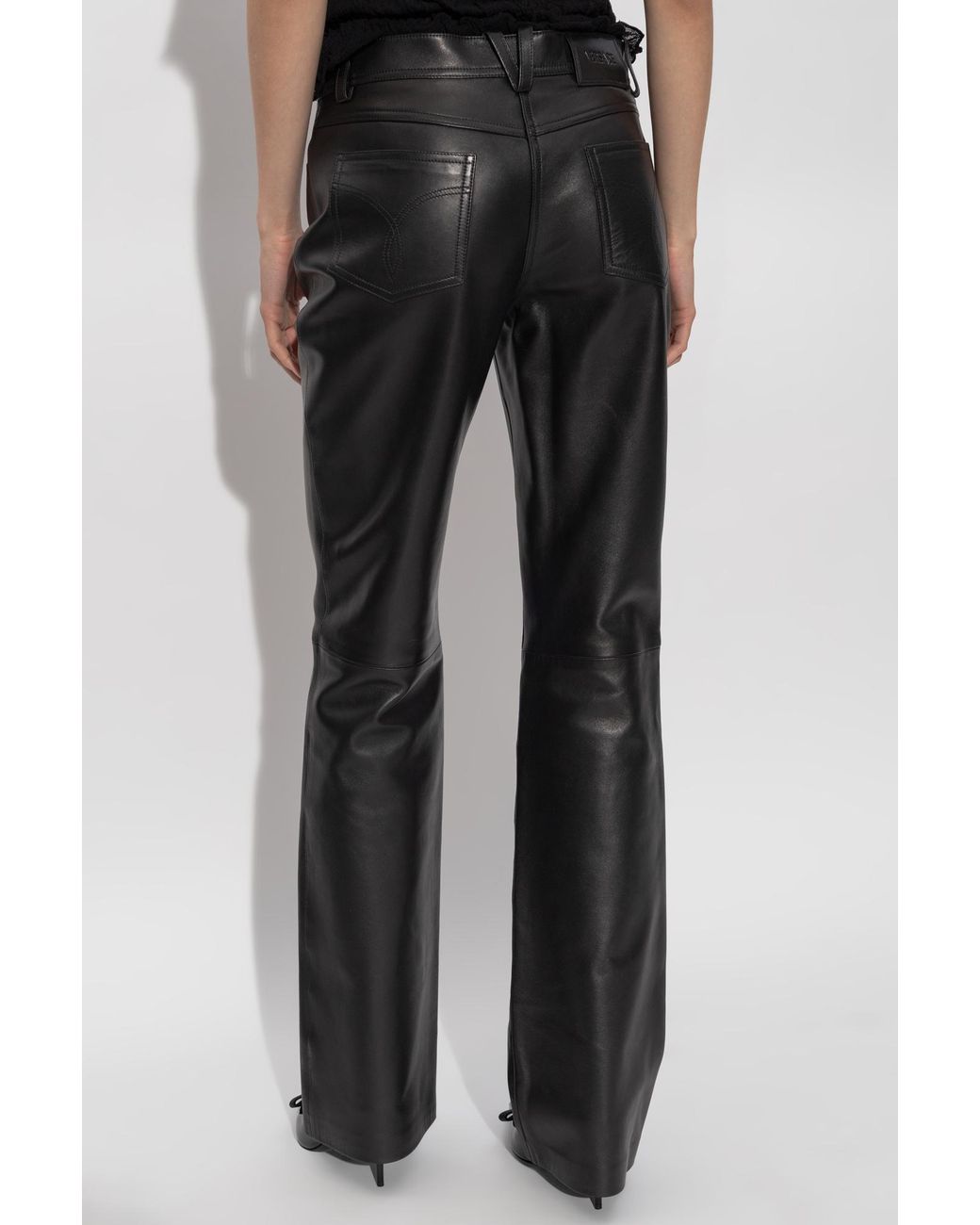 Versace Black Leather Trousers