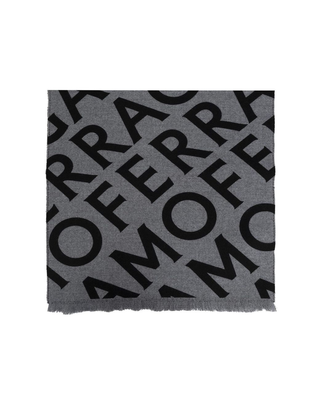 Ferragamo Black Wool Scarf With Monogram for men