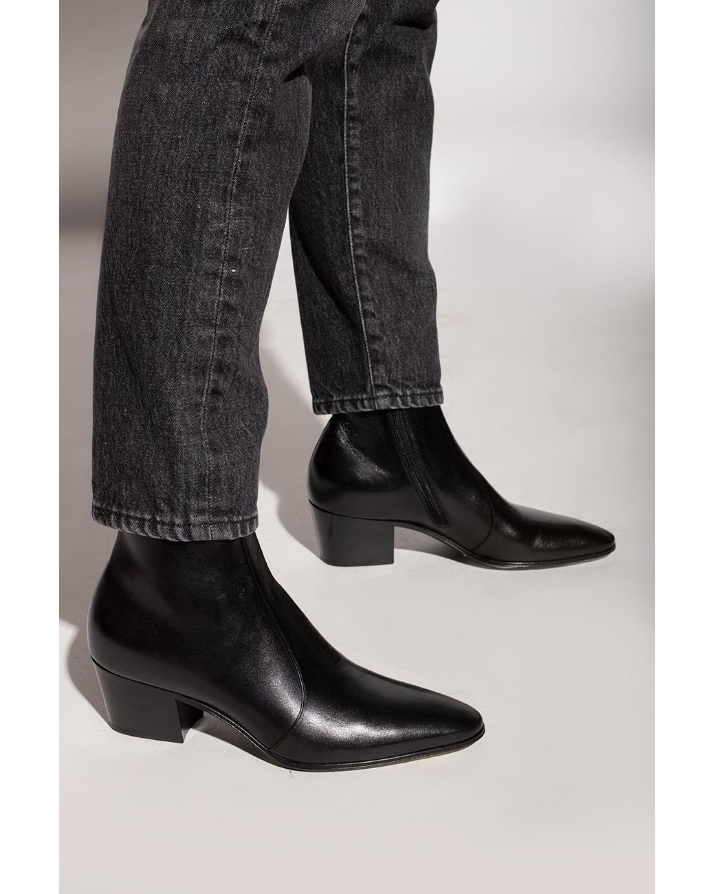 Saint Laurent 'Vassili' Heeled Ankle Boots in Black | Lyst