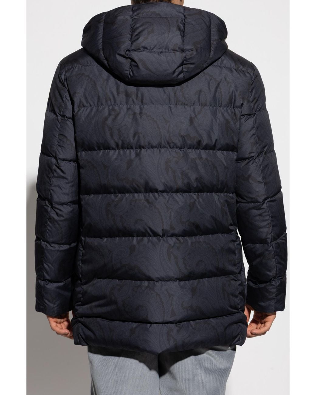 Etro Black Down Jacket With Detachable Hood for men