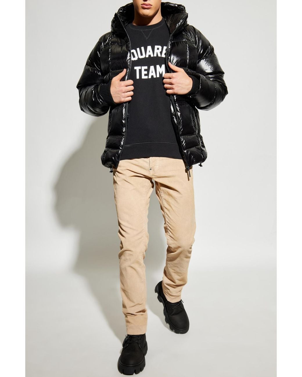 DSquared² Black Down Jacket With Hood for men