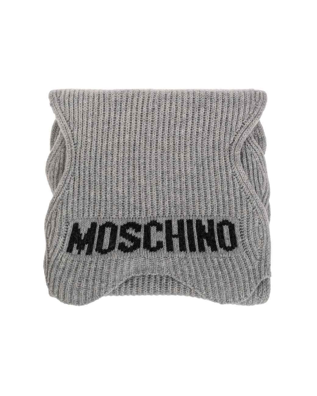 Moschino Gray Scarf With Logo
