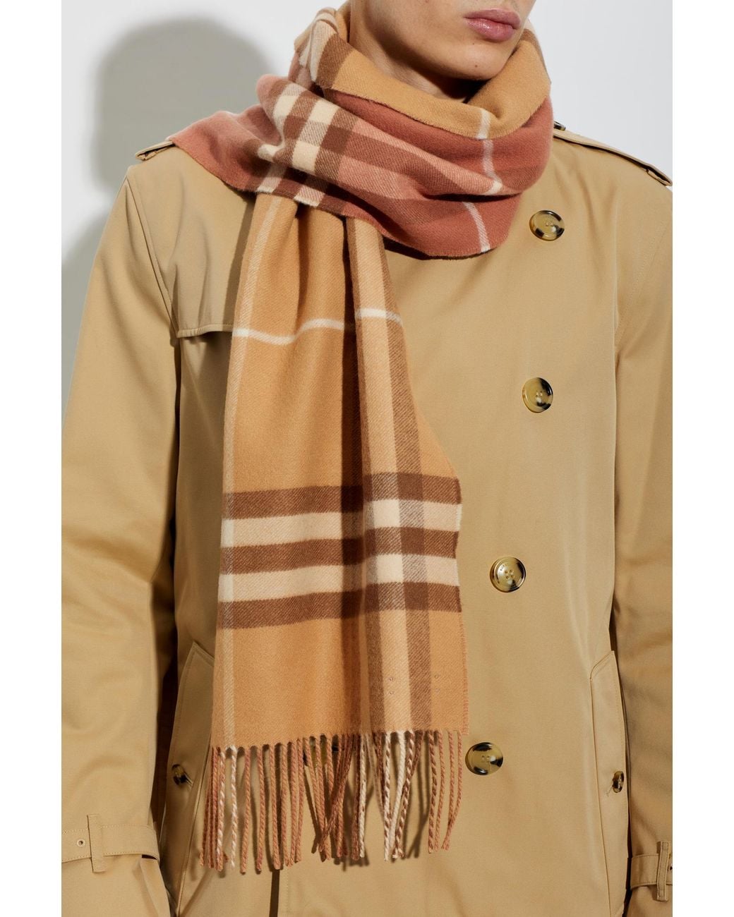 Burberry Brown Cashmere Checked Scarf