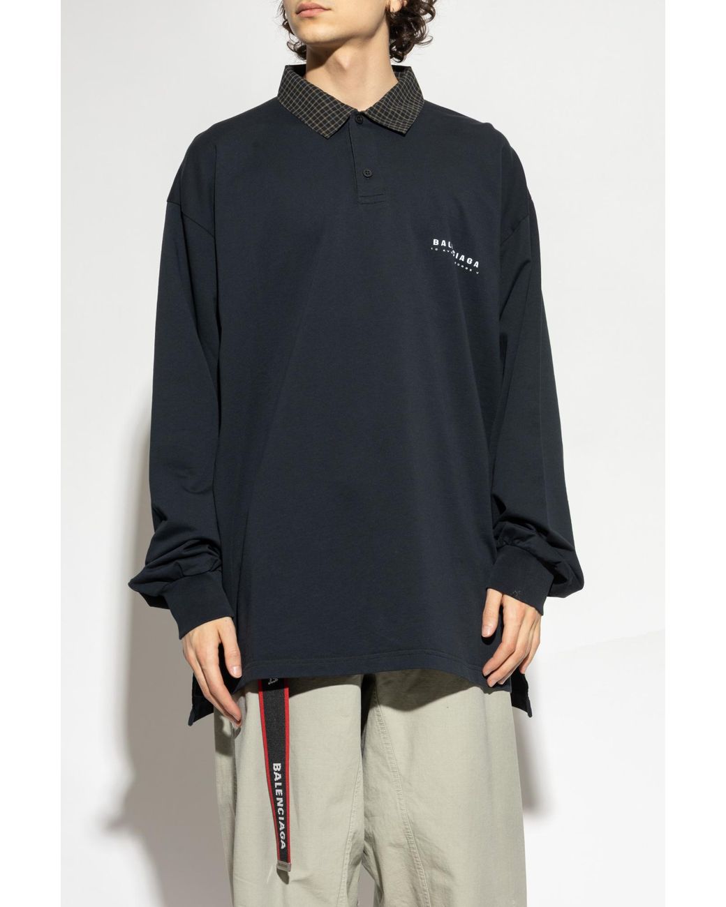 【BALENCIAGA】LONG SLEEVED POLO SHIRT ポロシャツ Balenciaga Long Sleeve Polo in Blue for Men | Lyst
