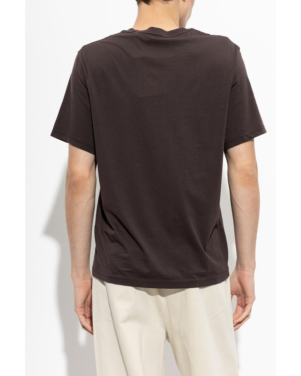 FRAME Brown Cotton T-Shirt With A Crew Neck for men