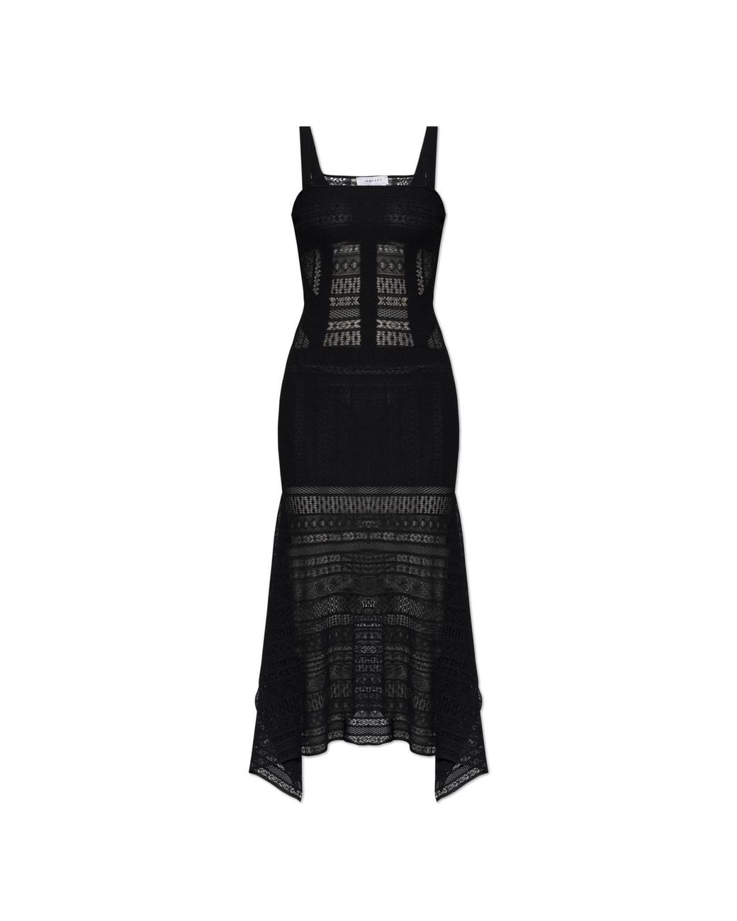McQueen Black Lace Dress With An Asymmetric Cut