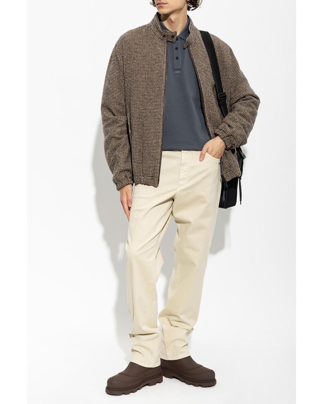Moncler Natural Jeans With Logo Patch for men