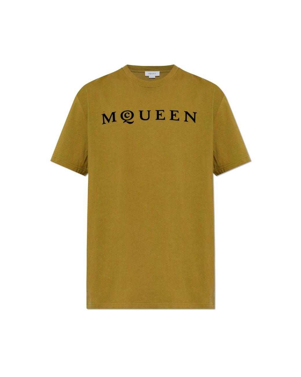 McQueen Green T-Shirt With A Logo And A Velvety Finish for men