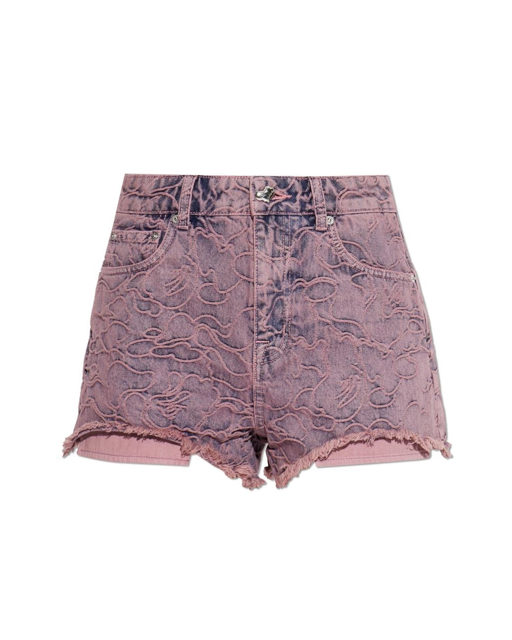 A Bathing Ape Purple Denim Shorts With Raw Hem