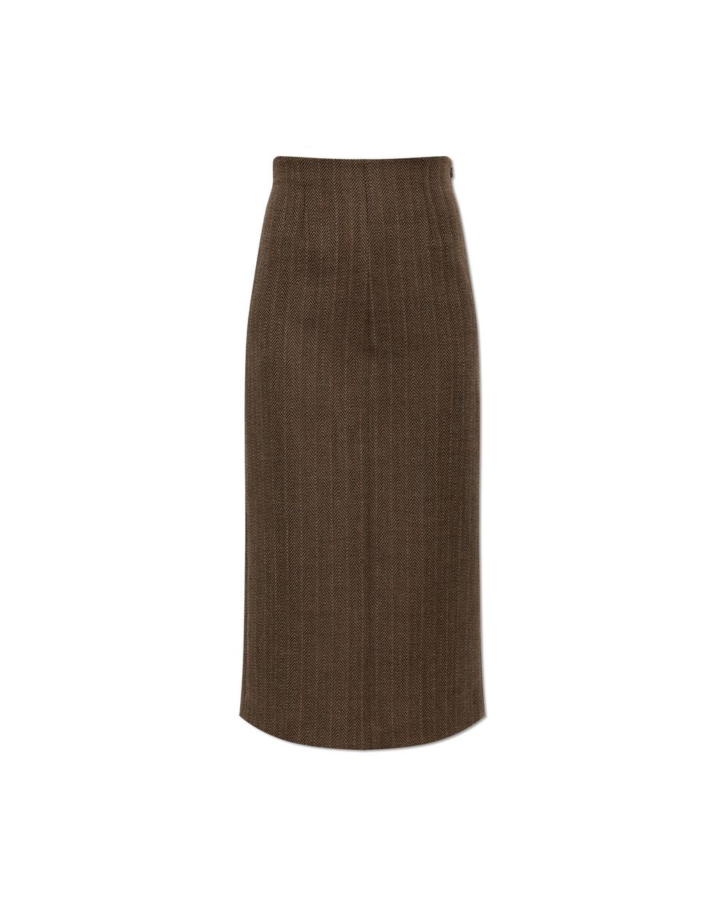 Maison Margiela Brown Virgin Wool Skirt