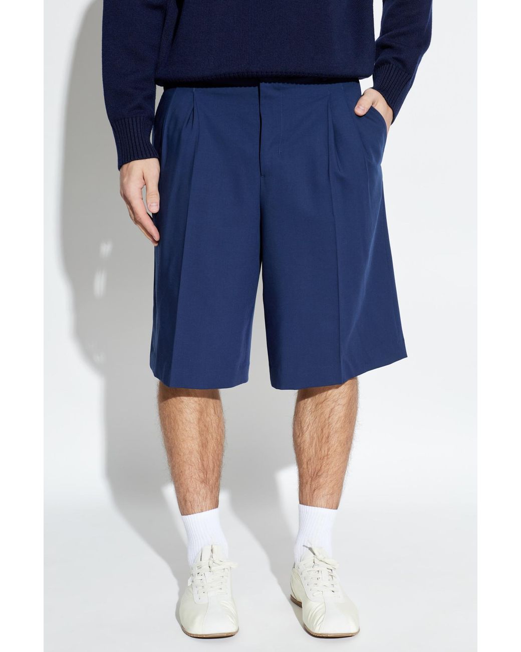 AMI Blue Wool Shorts for men