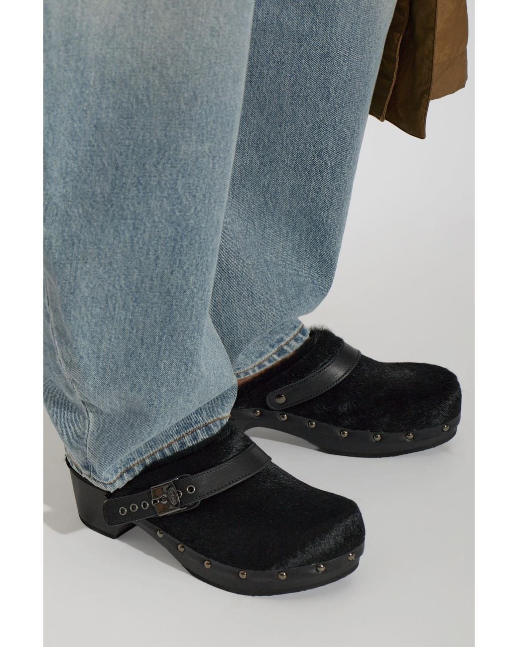 Scholl Black Leather Mules 'Pescura Robin'