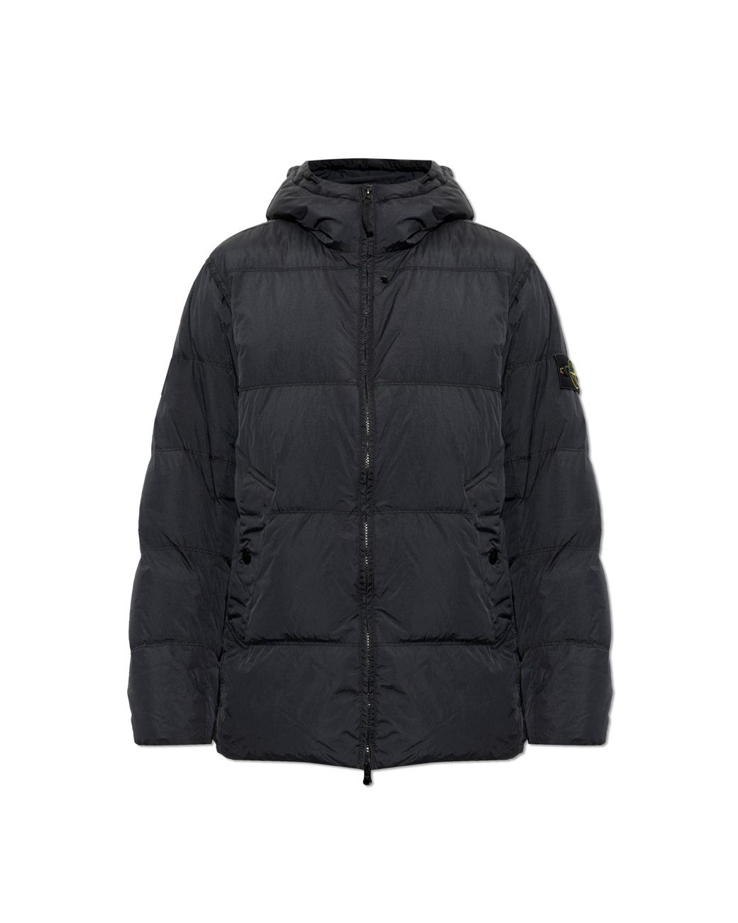 Stone Island Black Down Jacket With Hood for men