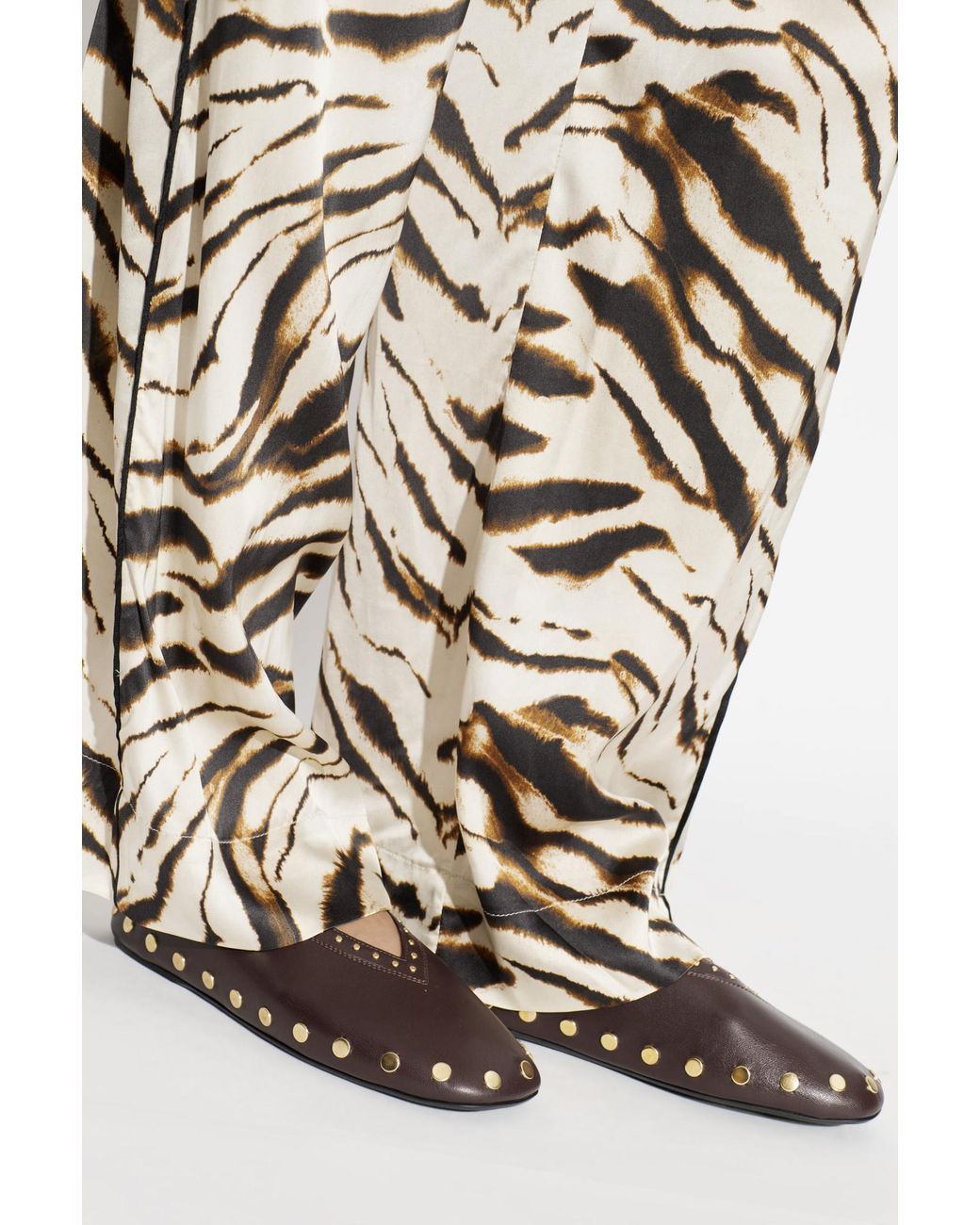 Ganni Brown Ballet Flats With Studs