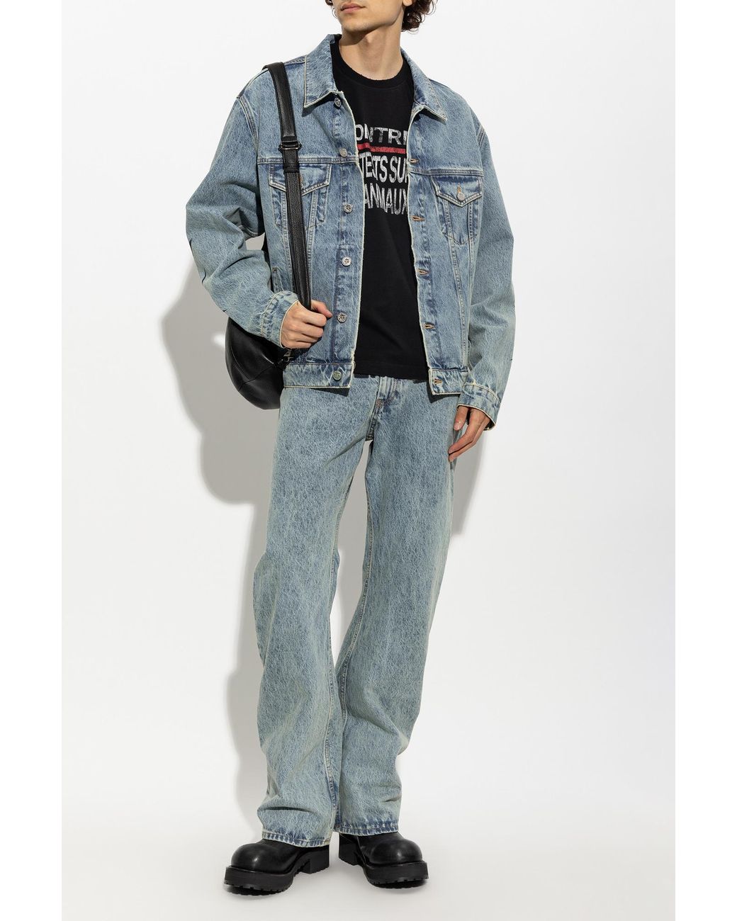 Vetements Black T-Shirt With A Vintage Effect for men
