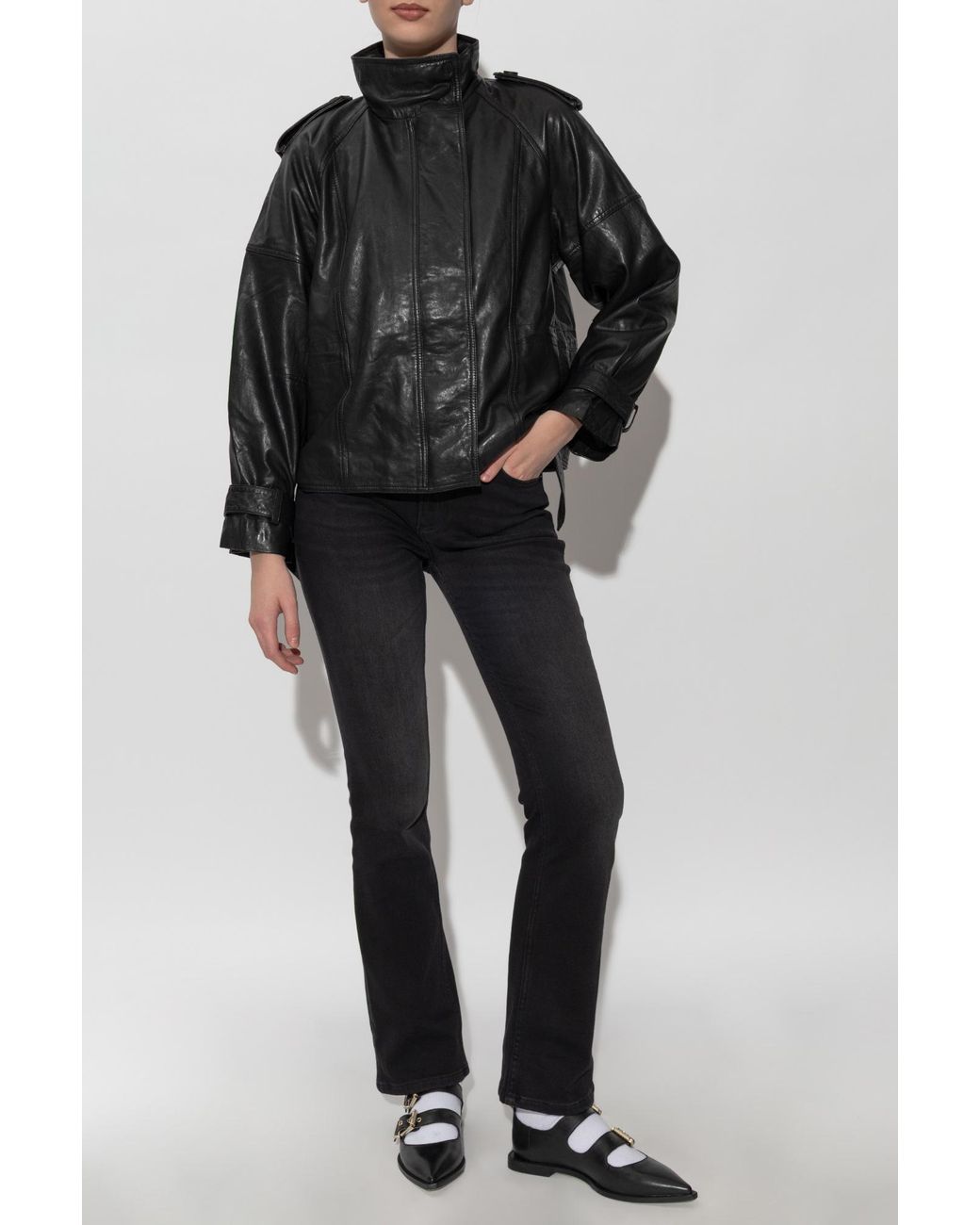 AllSaints Black Lambskin Leather Jacket 'Serne'