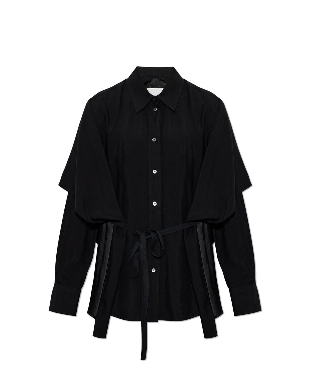 Maison Margiela Black Oversized Shirt With Tie Detail