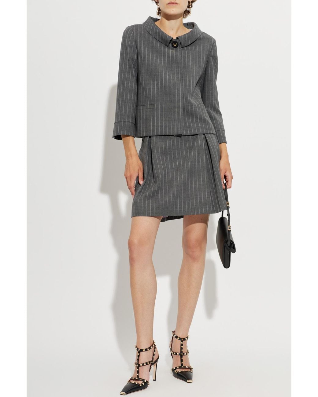 Valentino Garavani Gray Pinstripe Patterned Blazer