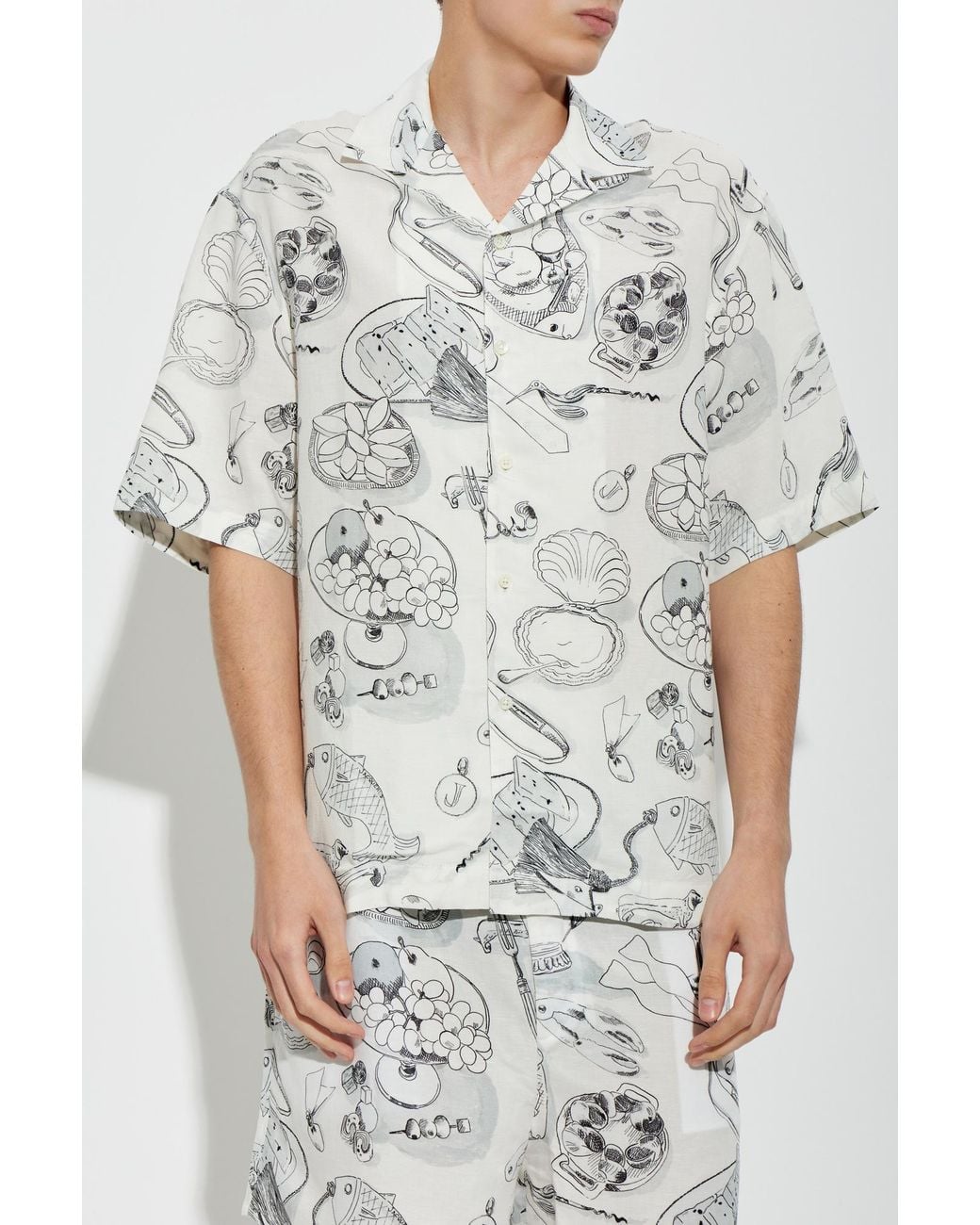 Jacquemus Gray Patterned Short-Sleeve Shirt for men