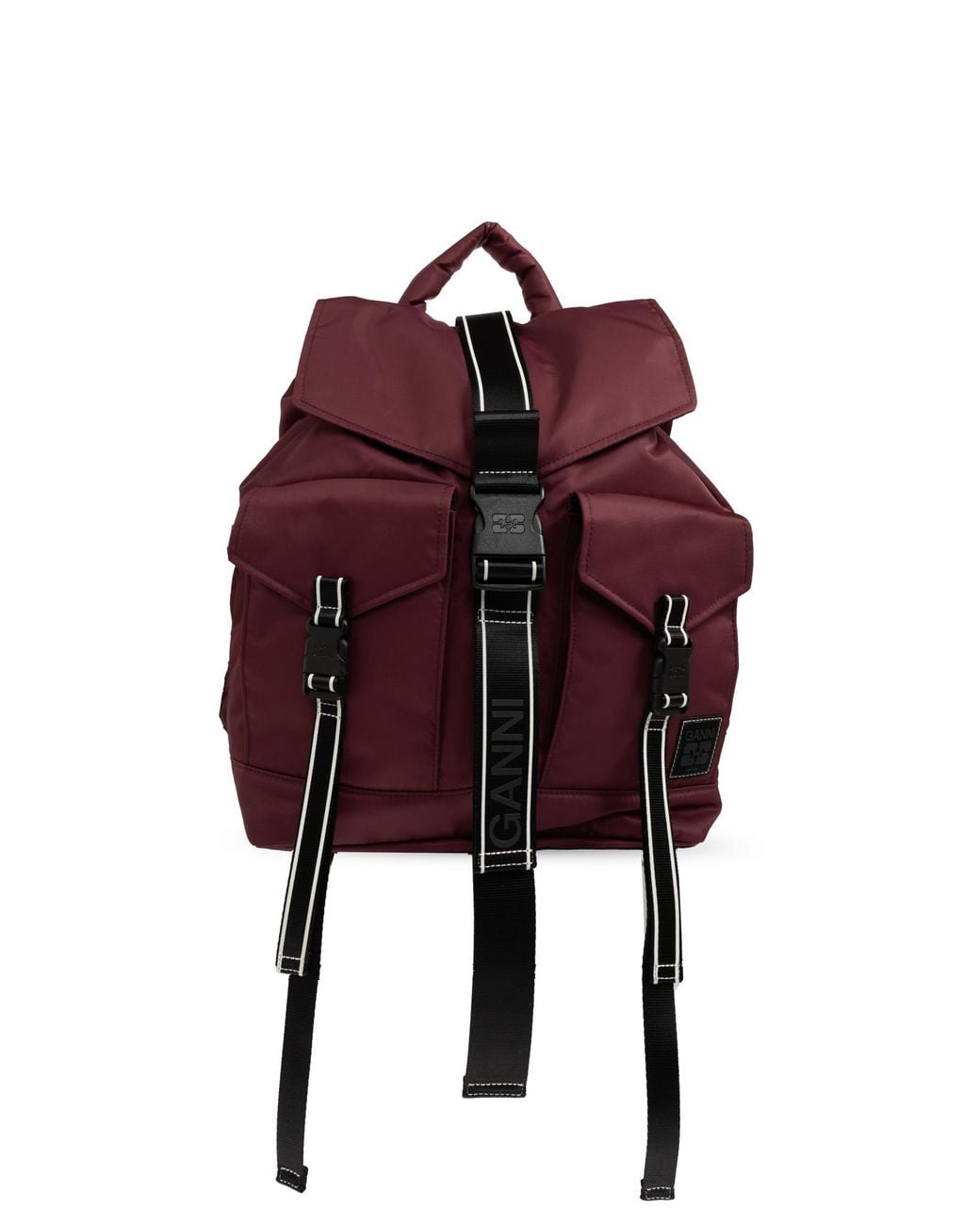 Ganni Red Backpack With Logo Patch