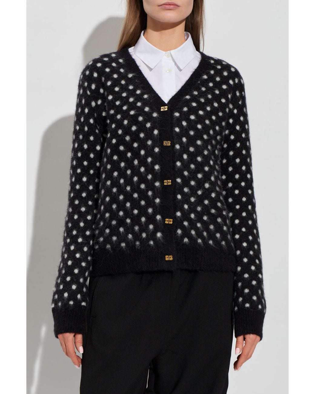 Ganni Black Polka Dot Patterned Cardigan
