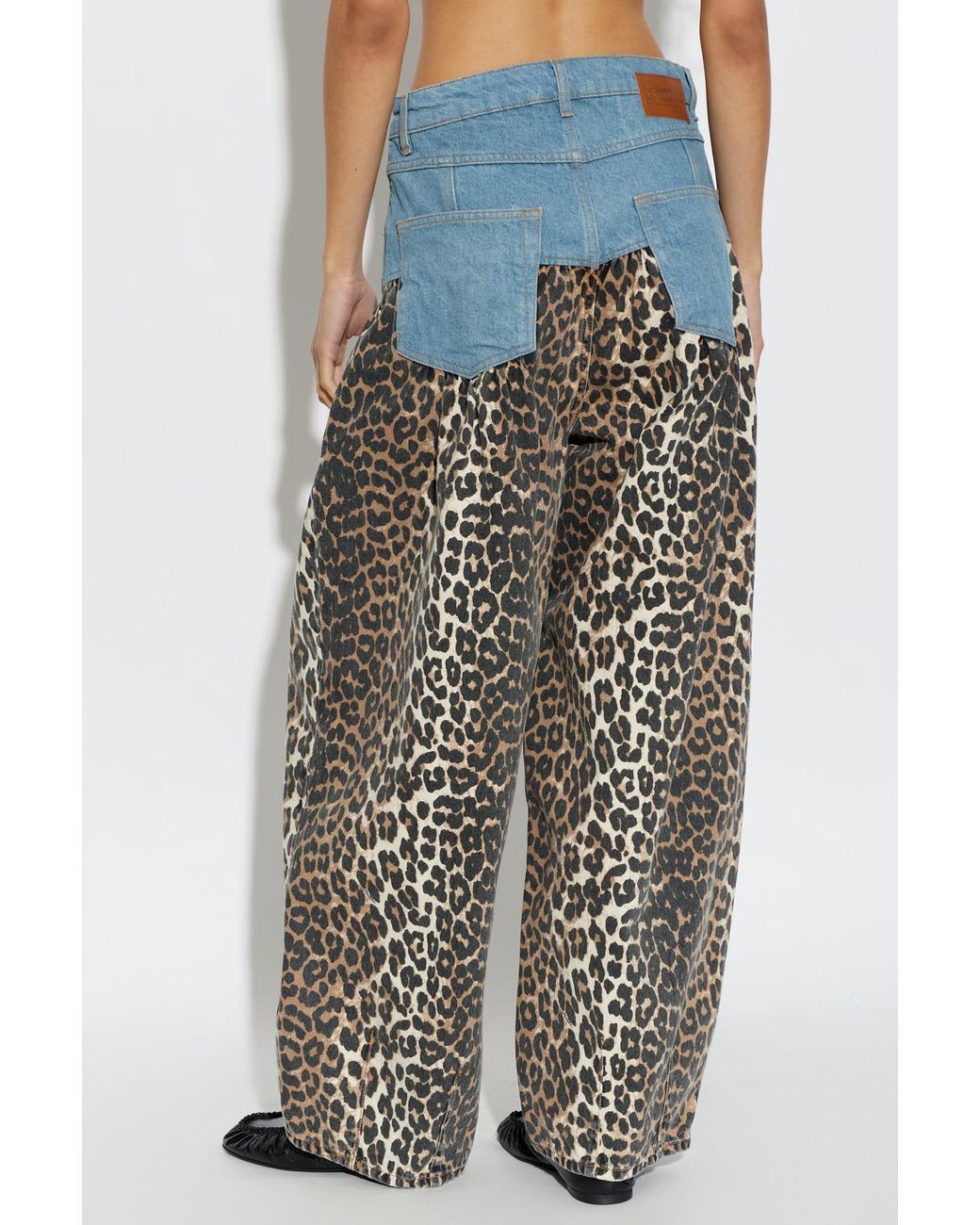 Ganni Gray Jeans With Floral Motif