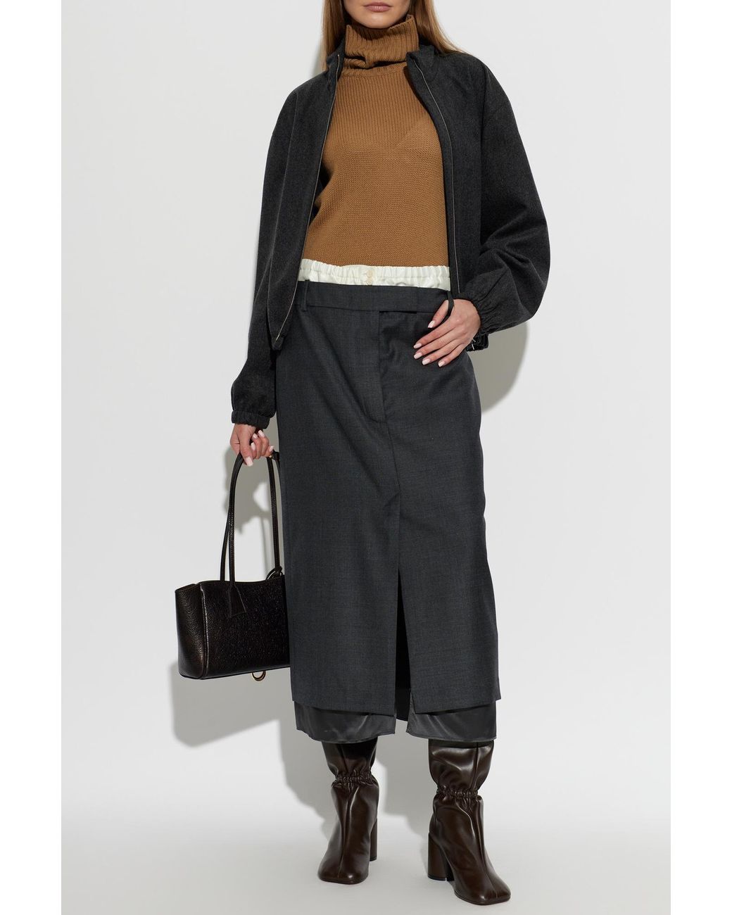 Fabiana Filippi Brown Cashmere Turtleneck Sweater