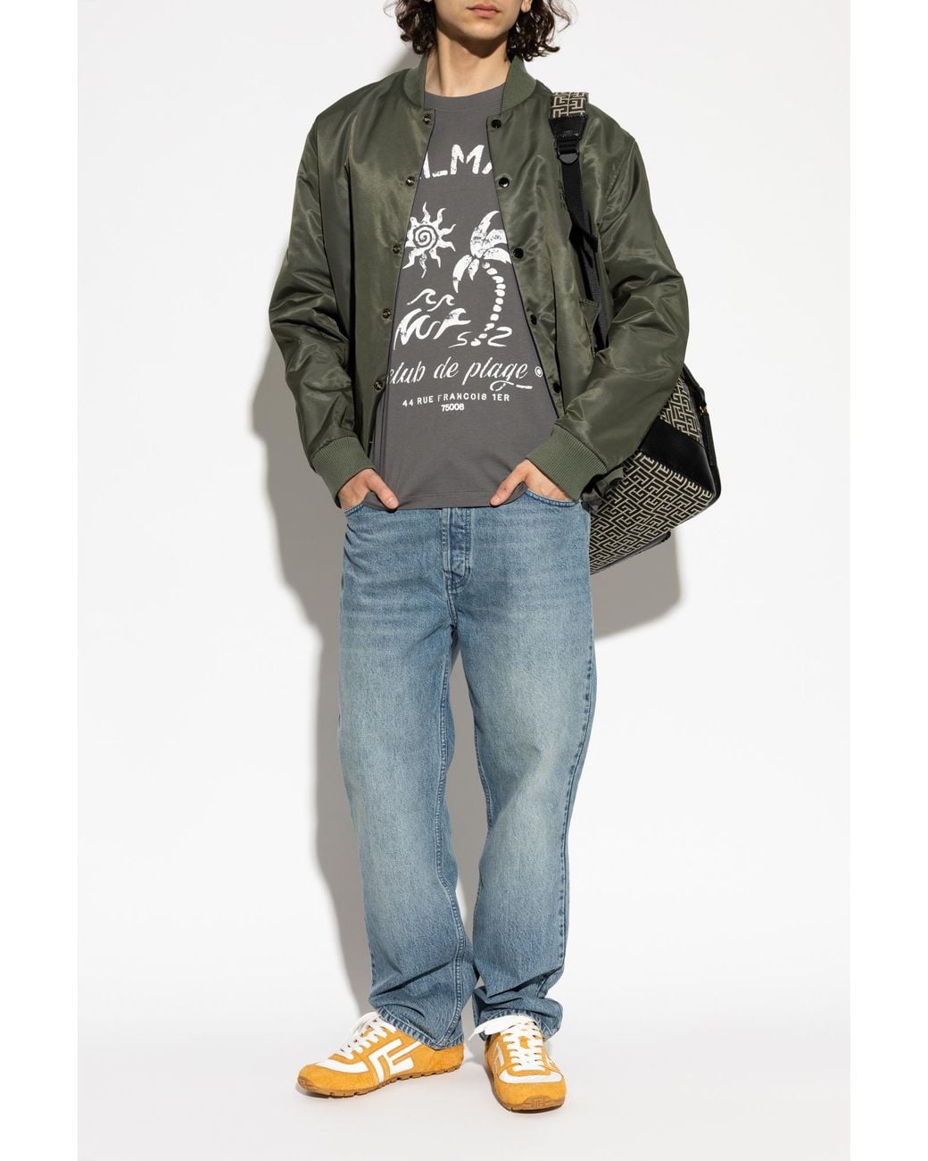 Balmain Green Reversible Bomber Jacket for men
