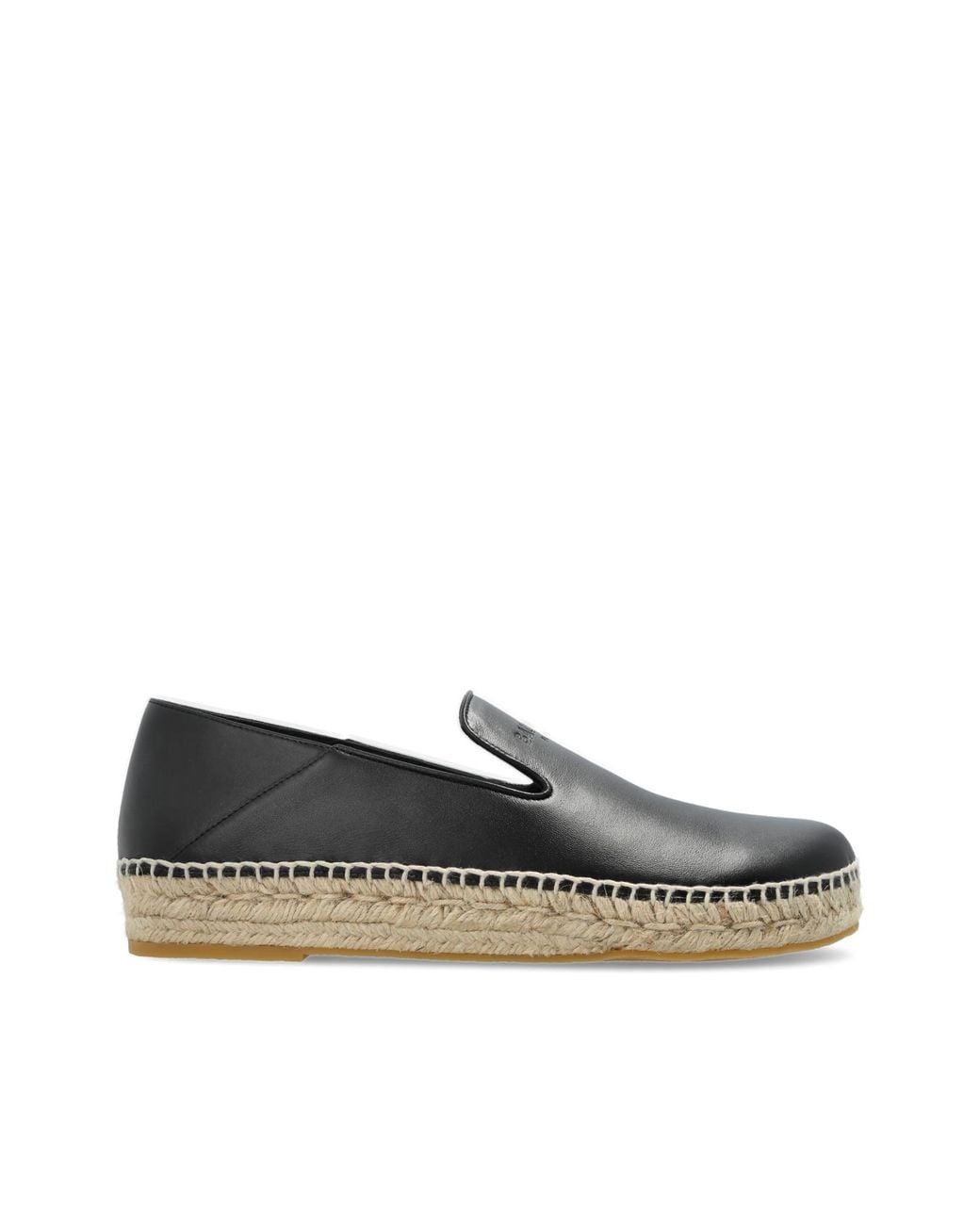 Balmain Black Leather Espadrilles for men
