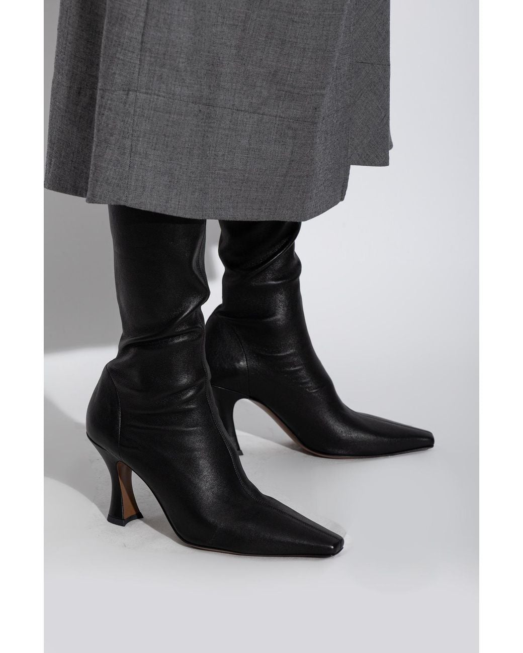 Neous Black Heeled Boots 'Ran Underknee'