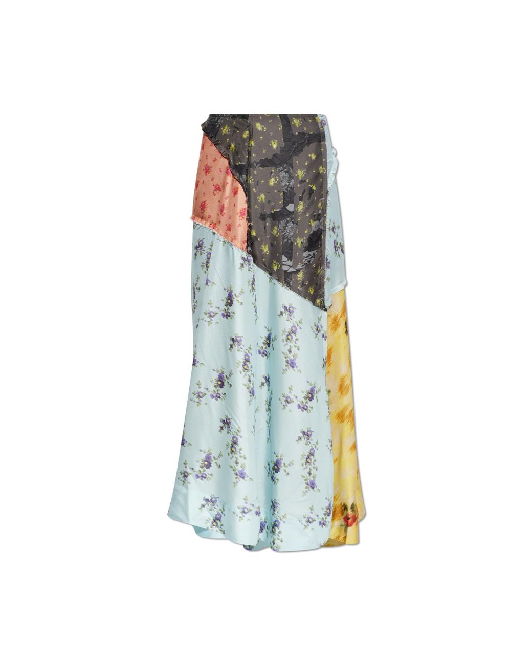 Ganni Multicolor Silk Skirt With Raw Finish