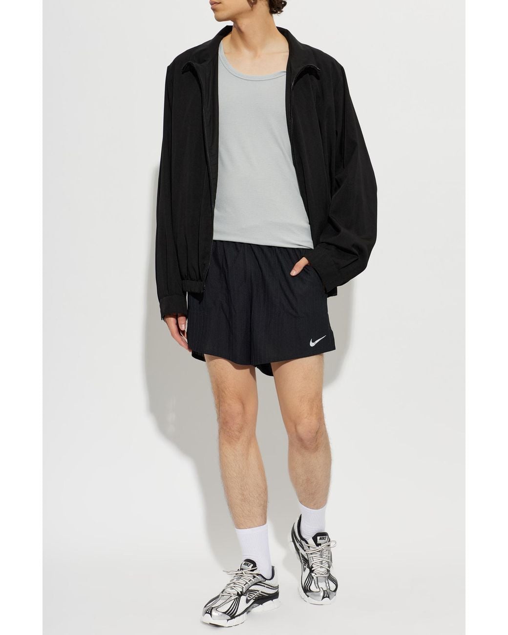 Nike Gray Ribbed Top With Logo Patch for men