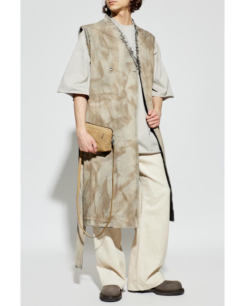 Rick Owens Natural Coat With Short Sleeves for men