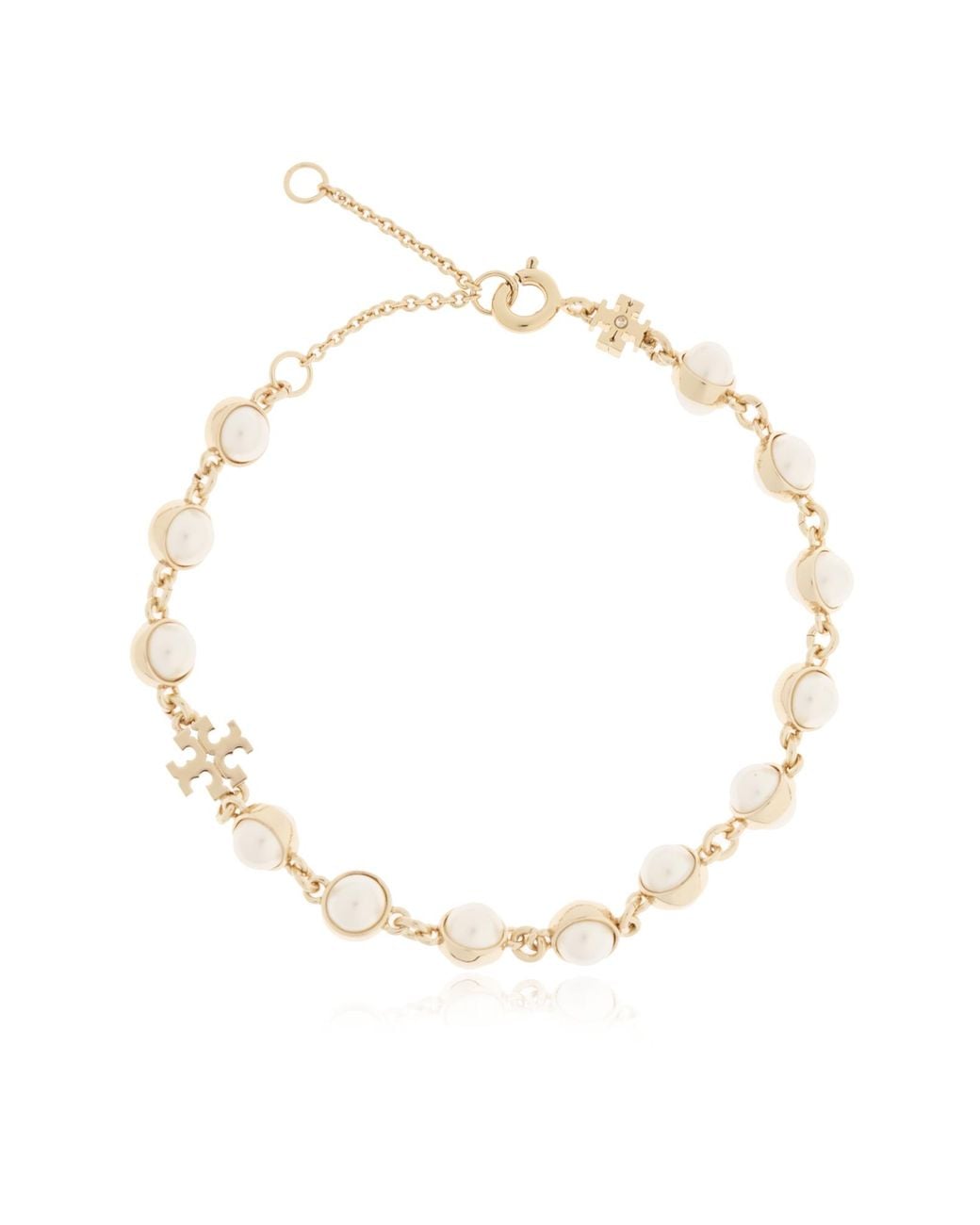 Tory Burch White Bracelet With Glass Pearls