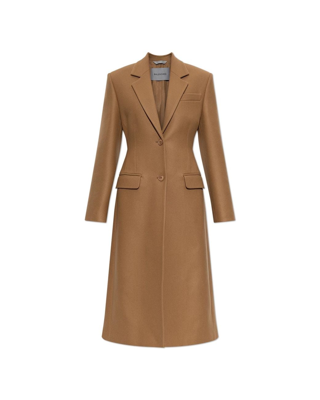 Balenciaga Natural Wool Coat With A Single Vent