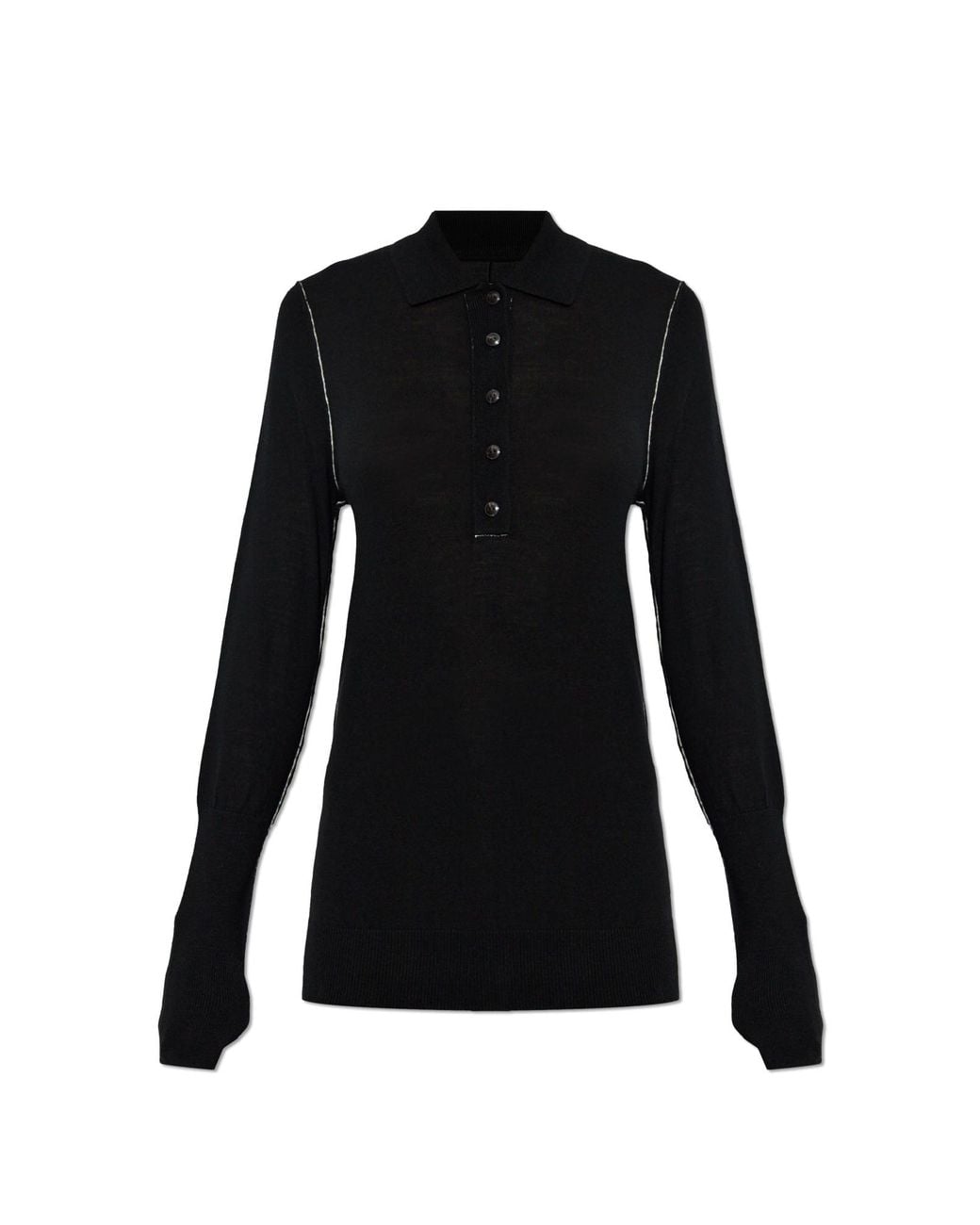 AllSaints Black Wool Polo Shirt 'Martel'