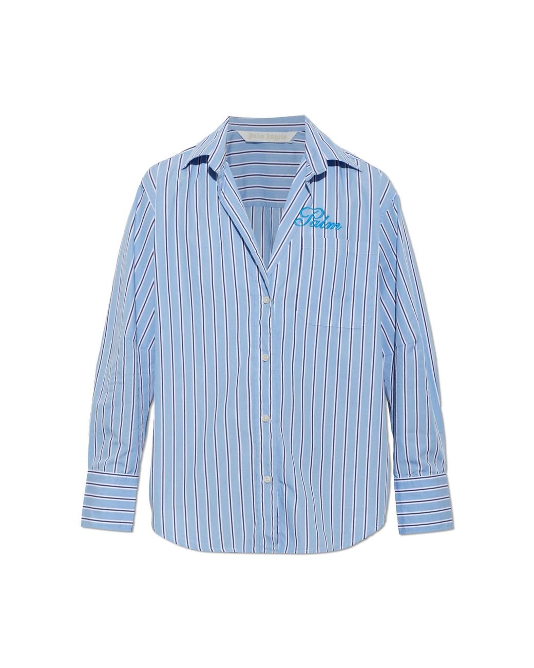 Palm Angels Blue Shirt With A Striped Pattern
