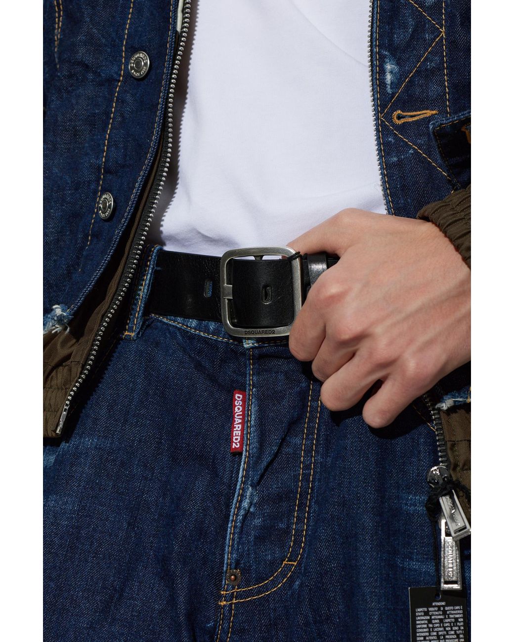 DSquared² Black Leather Belt With Buckle for men